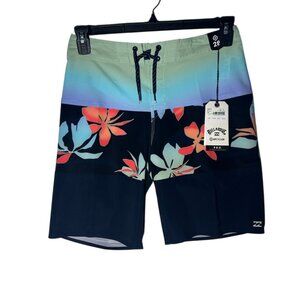 Billabong Swim Trunks Pro Performance Boardshorts Boy's Size 28 Floral Print NEW